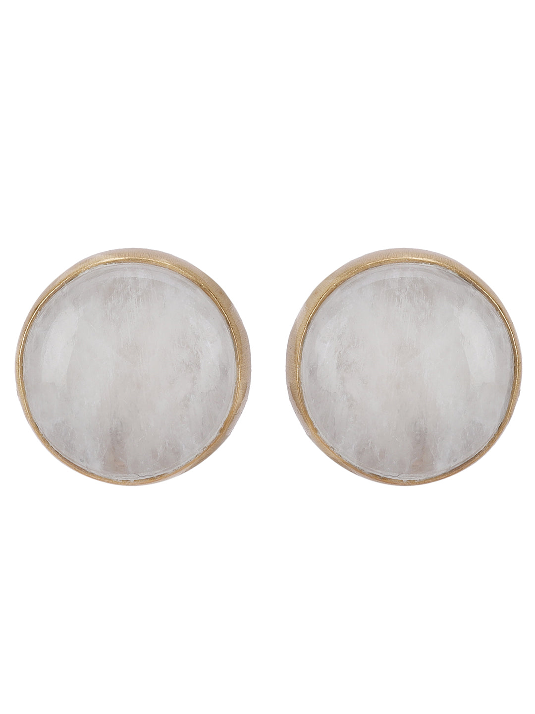 Gold Plated Moonstone Disc Studs