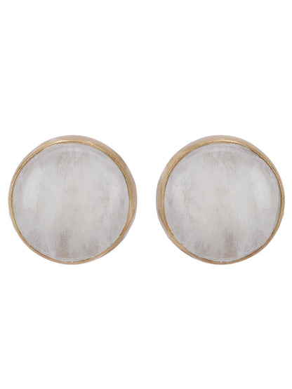 Gold Plated Moonstone Disc Studs