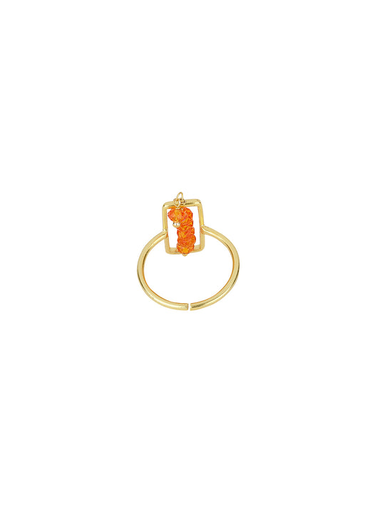 Citrine Rectangular Drop Ring