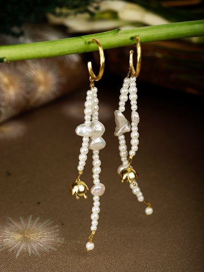 Double String Pearl Floret Drop Danglers