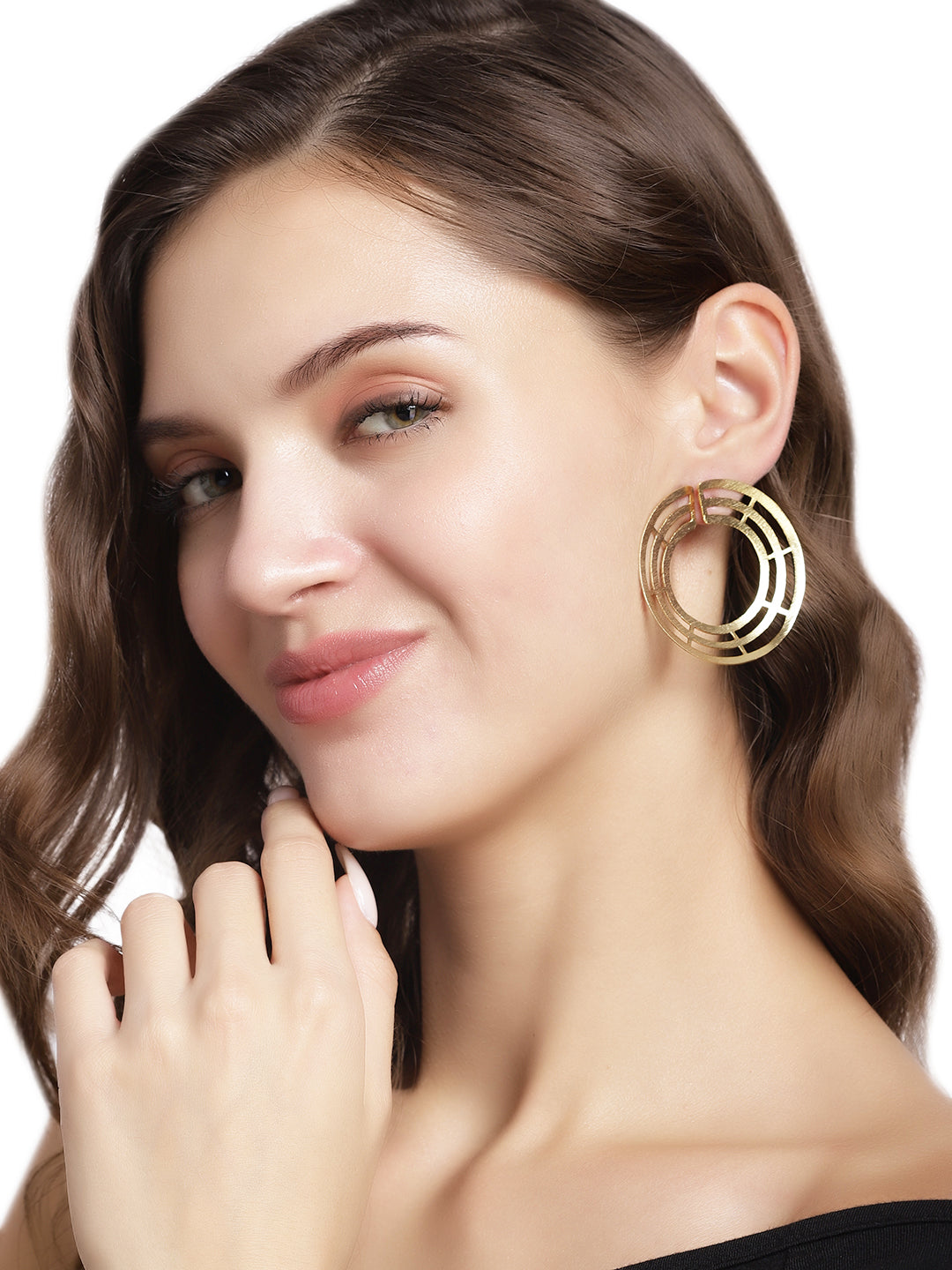 Gold Plated Geometric Disc Studs