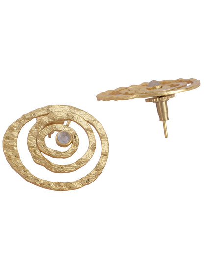 Gold Plated Moonstone Spiral Studs