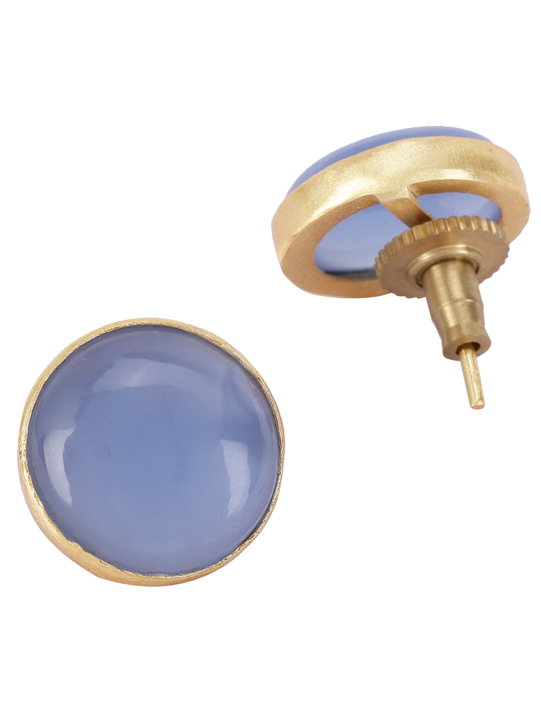 Gold Plated Blue Chalcedony Disc Studs