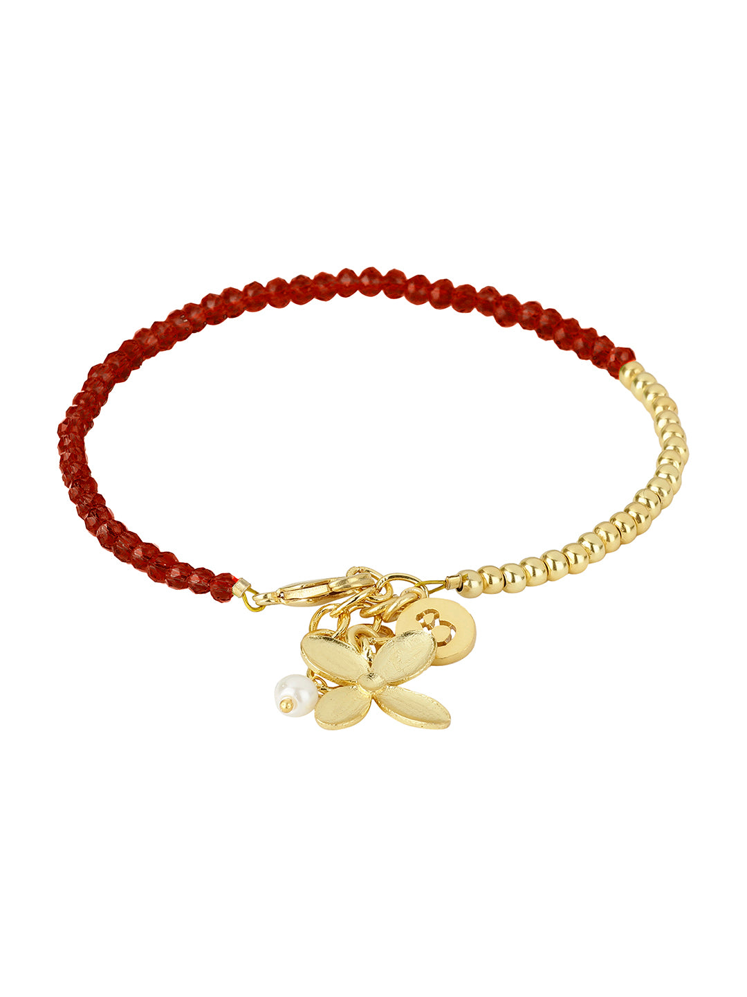 Floral Charm Garnet Bracelet