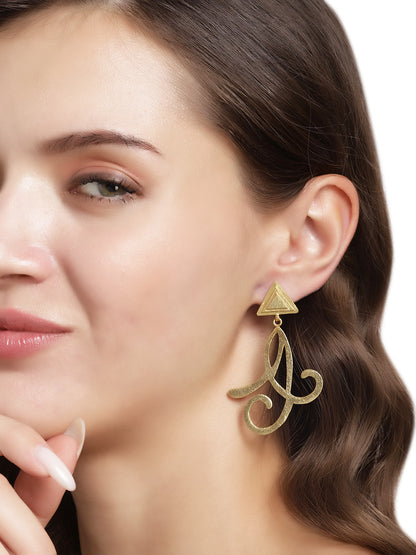 Gold Plated Carved Drop Danglers