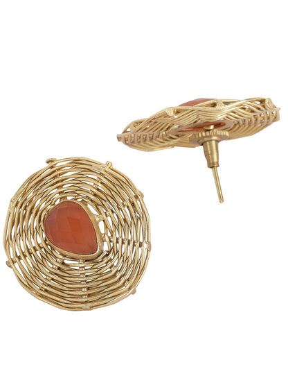 Gold Plated Carnelian Teardrop Studs