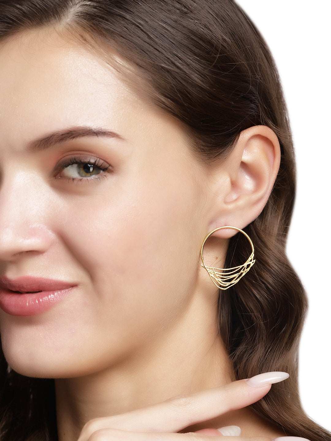 Gold Plated Abstract Ring Studs