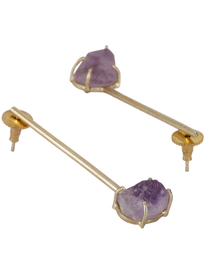 Gold Plated Amethyst Stick Studs