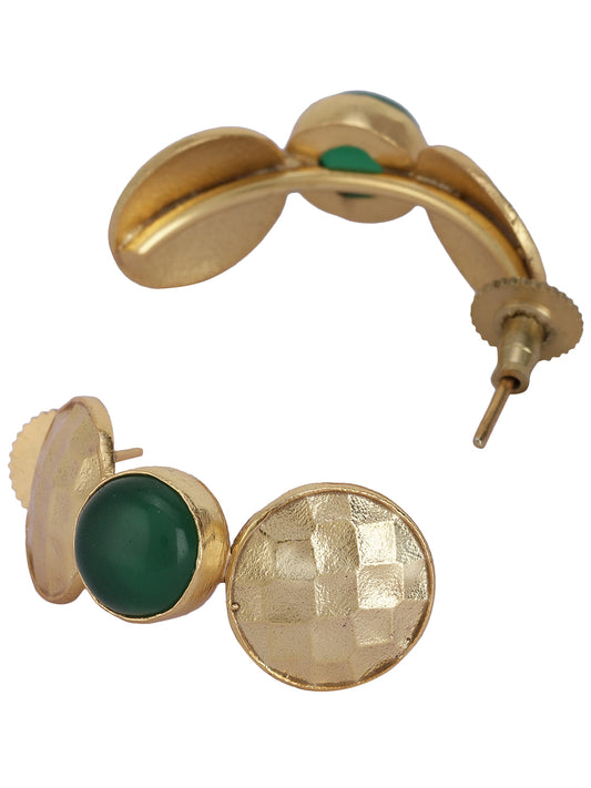 Gold Plated Jade Half Hoops