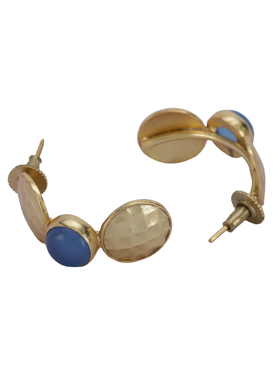 Gold Plated Lapis Half Hoops