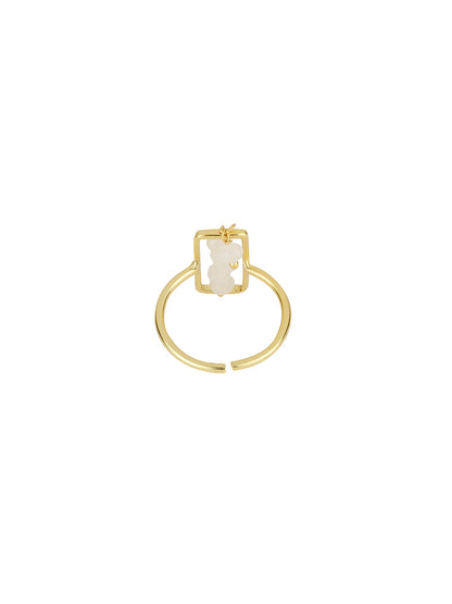 Moonstone Rectangular Drop Ring