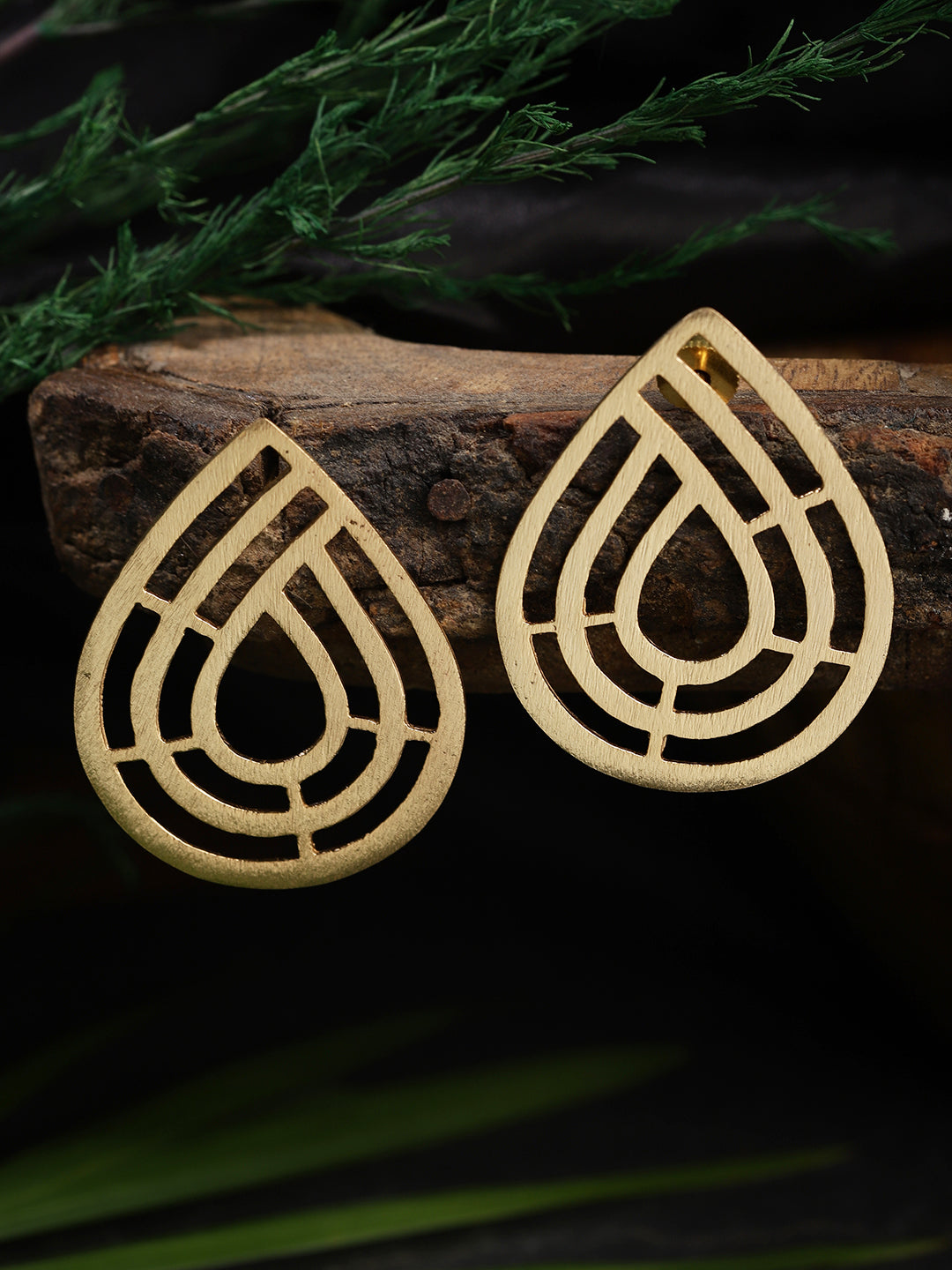 Gold Plated Geometric Teardrop Studs