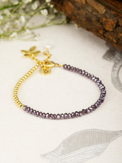 Floral Charm Amethyst Bracelet