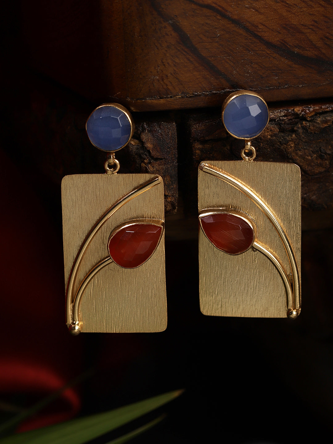 Gold Plated Multistone Block Danglers