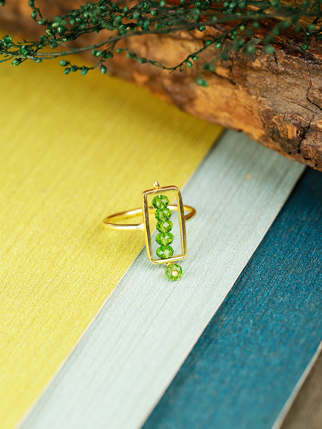 Peridot Rectangular Drop Ring