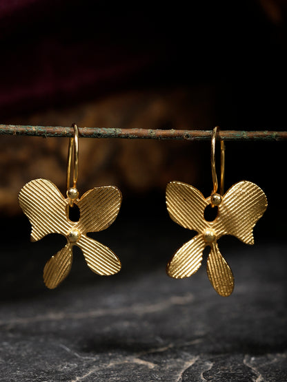 Gold Plated Asymmetric Floral Loops