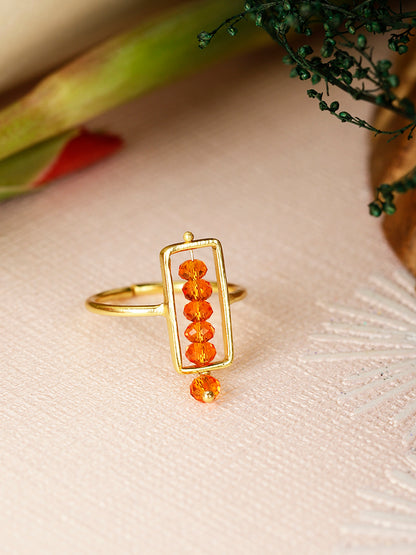 Citrine Rectangular Drop Ring