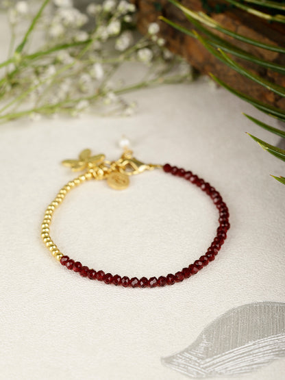 Floral Charm Garnet Bracelet