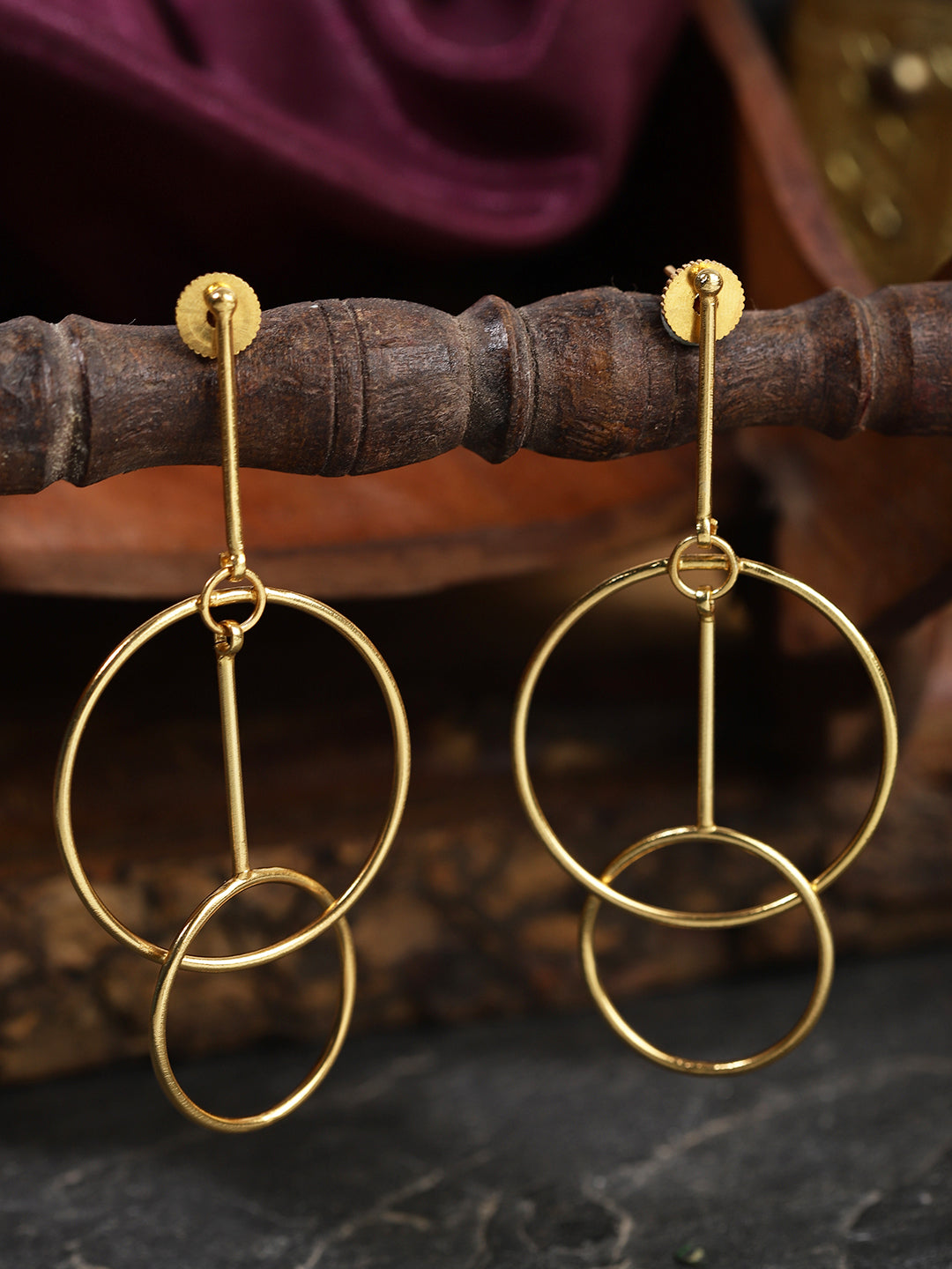 Gold Plated Concentric Circle Danglers