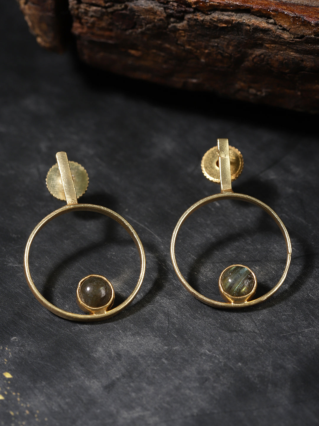 Gold Plated Labradorite Ring Studs