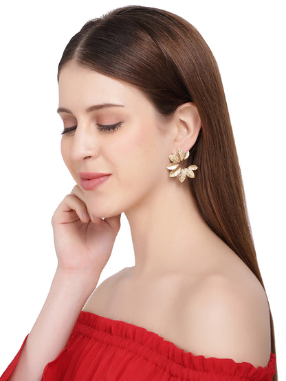 Gold Plated Floral Arc Studs