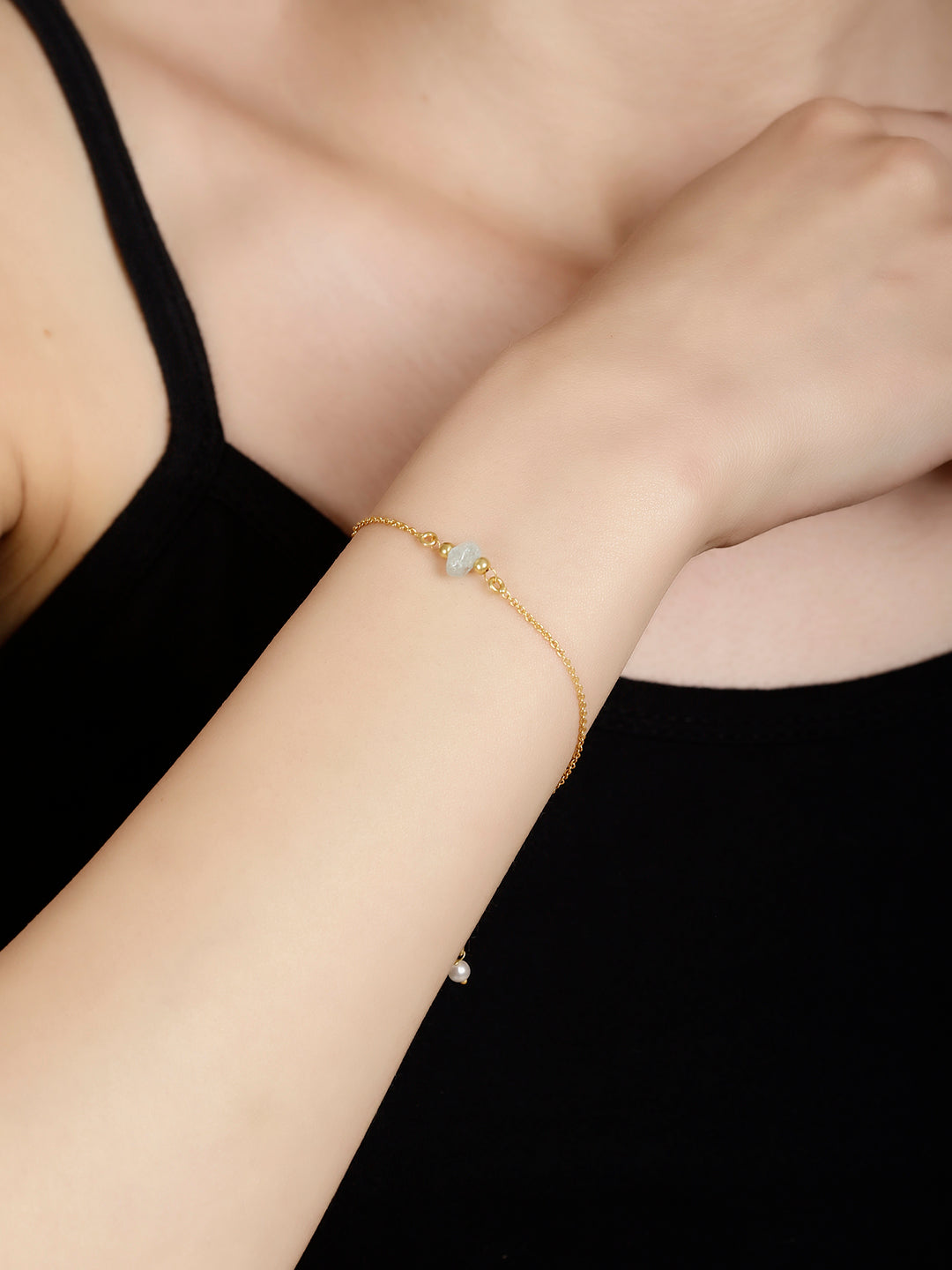 Minimal Aquamarine Bracelet