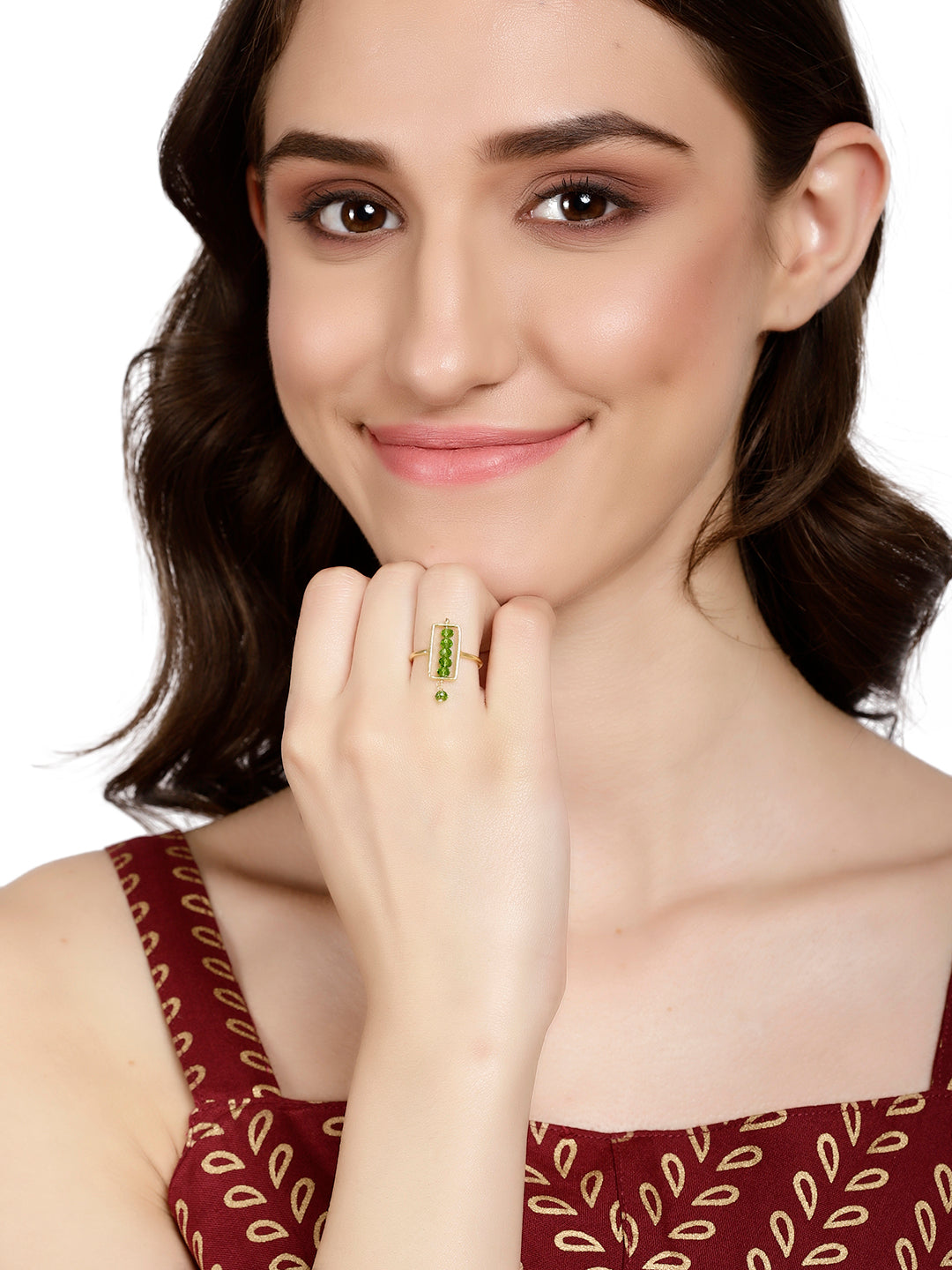 Peridot Rectangular Drop Ring