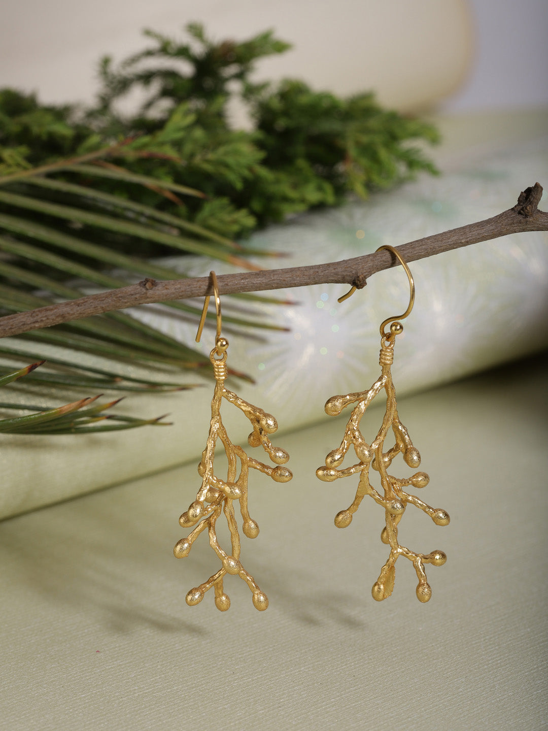 Gold Plated Vine Cluster Loops