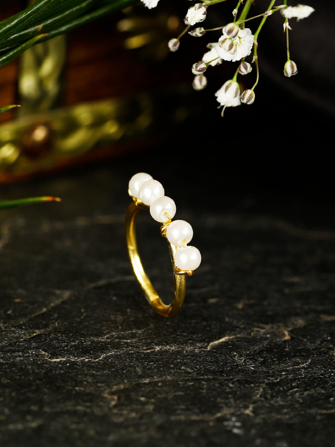 Gold Plated Pearl Ring