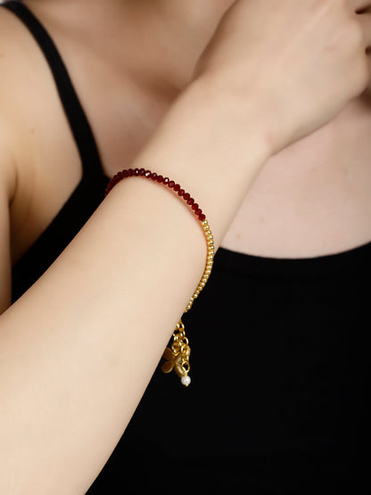 Floral Charm Garnet Bracelet