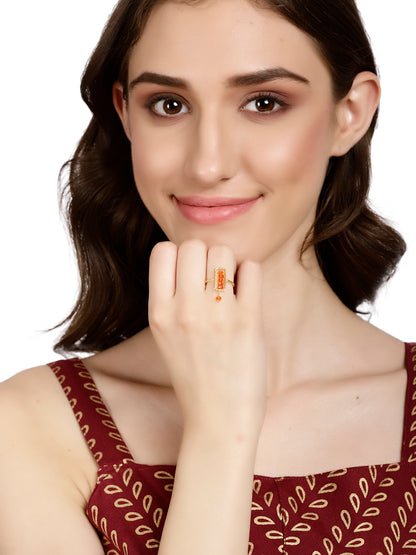 Citrine Rectangular Drop Ring