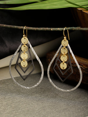 Gold-Silver Plated Teardrop Loops, Earrings - Shopberserk