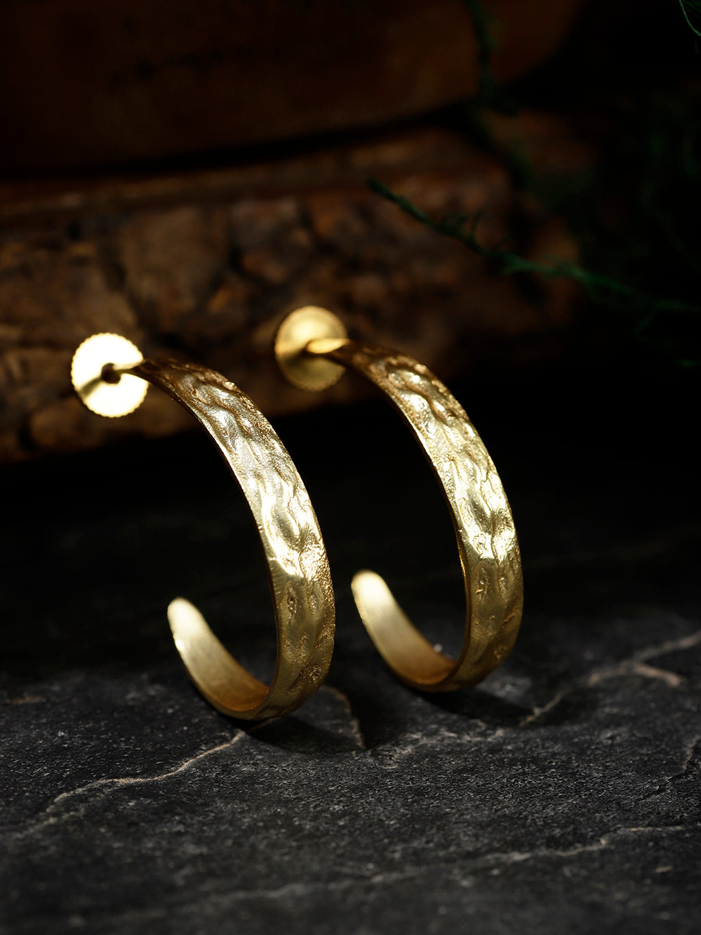 Gold Plated Oval Half Hoops, Earrings - Shopberserk