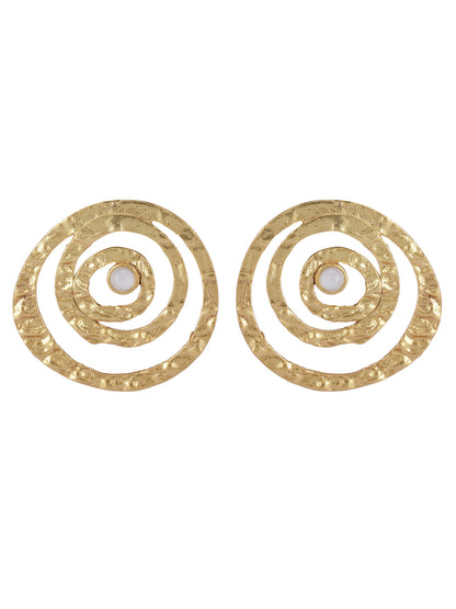Gold Plated Moonstone Spiral Studs