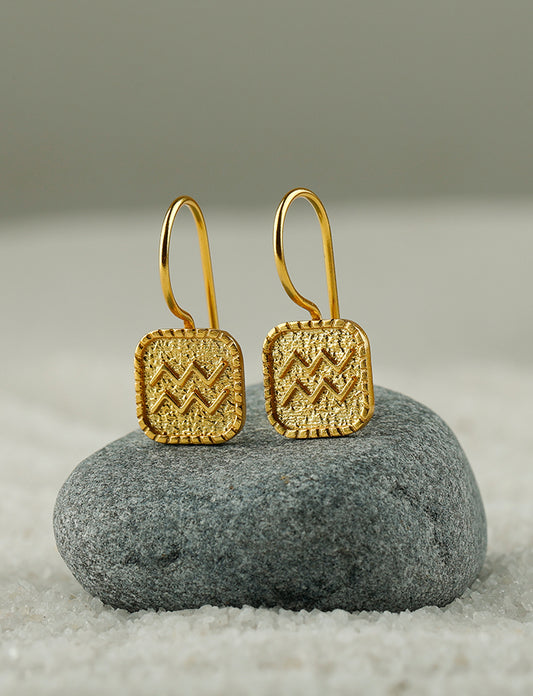 Gold Plated Aquarius Earrings