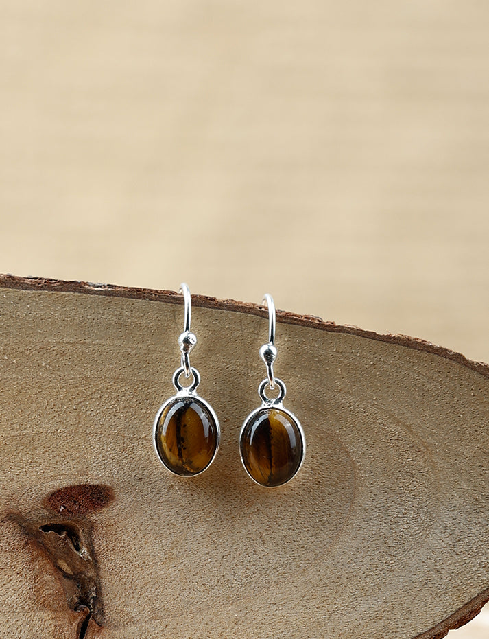 92.5 Silver Tiger Eye Drop Loops