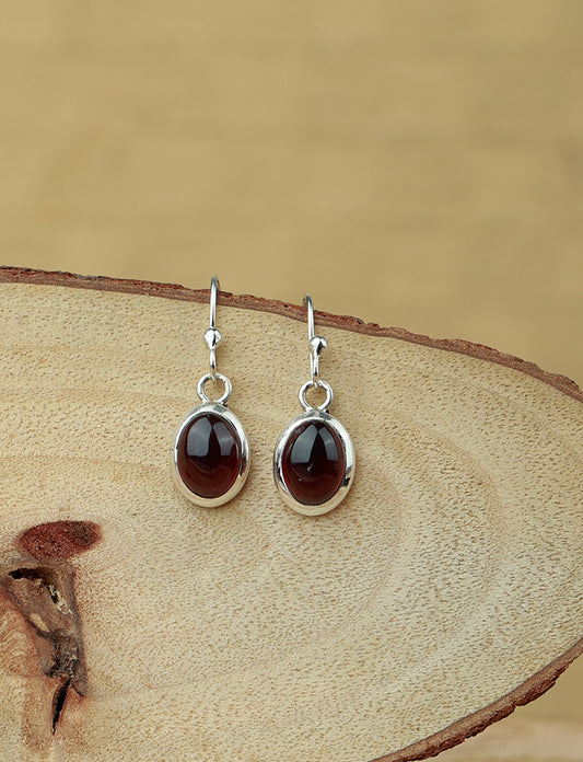 92.5 Silver Garnet Drop Loops