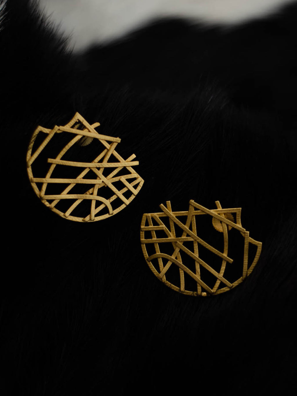 Gold Plated Abstract Halfmoon Earrings, Earrings - Shopberserk