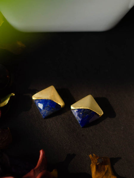 Gold Plated Lapis Studs