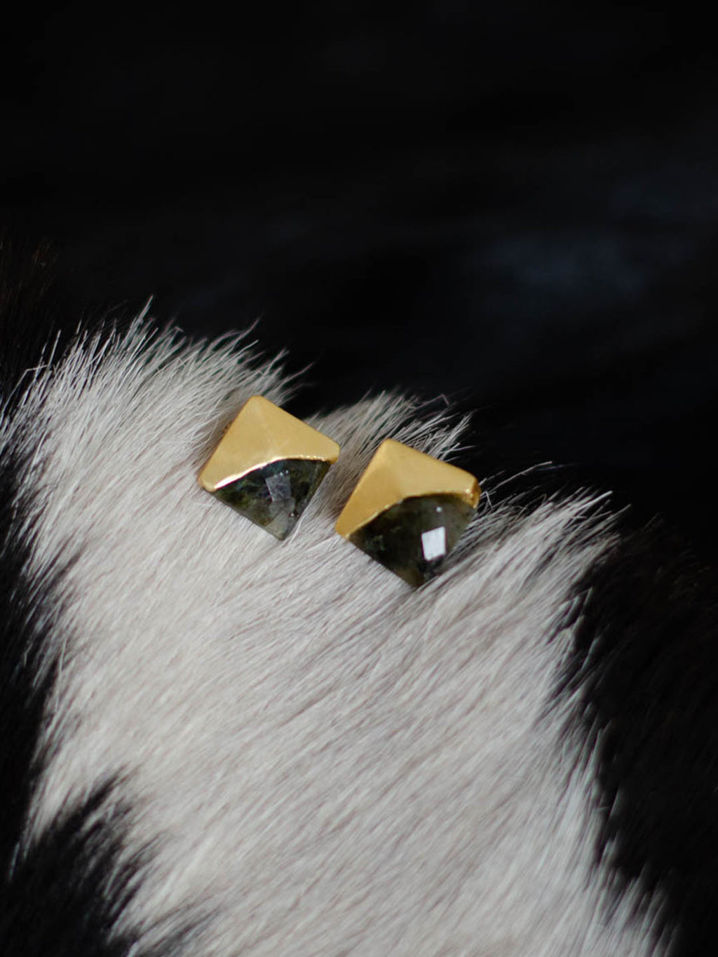 Gold Plated Labradorite Studs, Earrings - Shopberserk