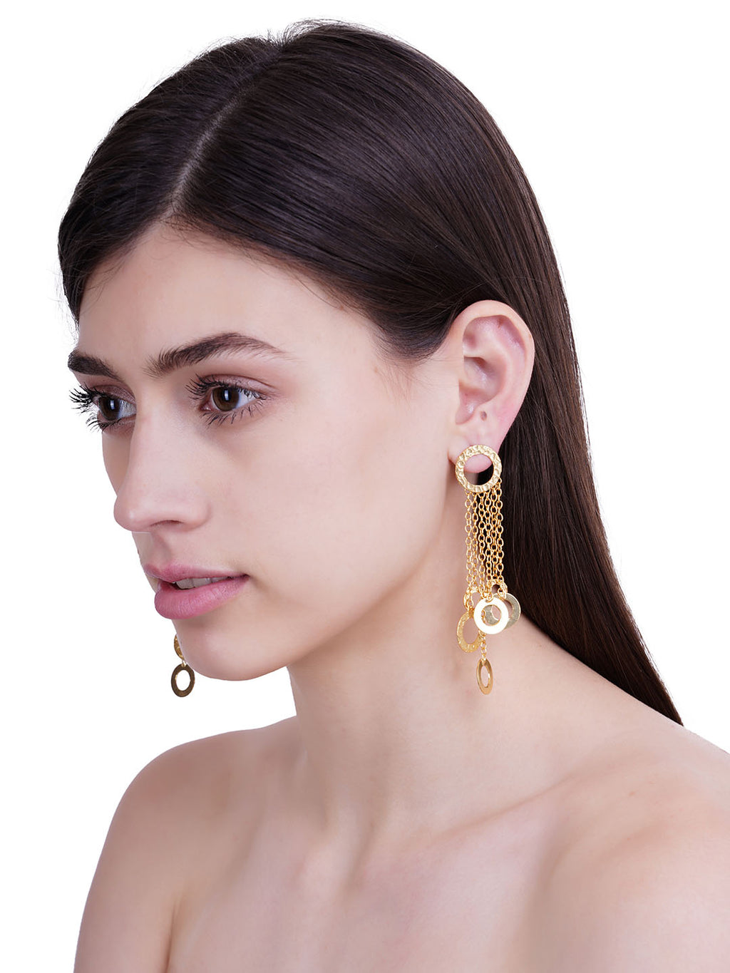 Gold Plated Ring Dangler Earrings, Earrings - Shopberserk