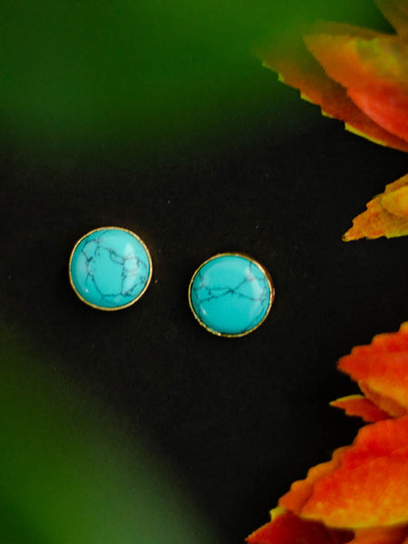 Gold Plated Turquoise Disc Studs