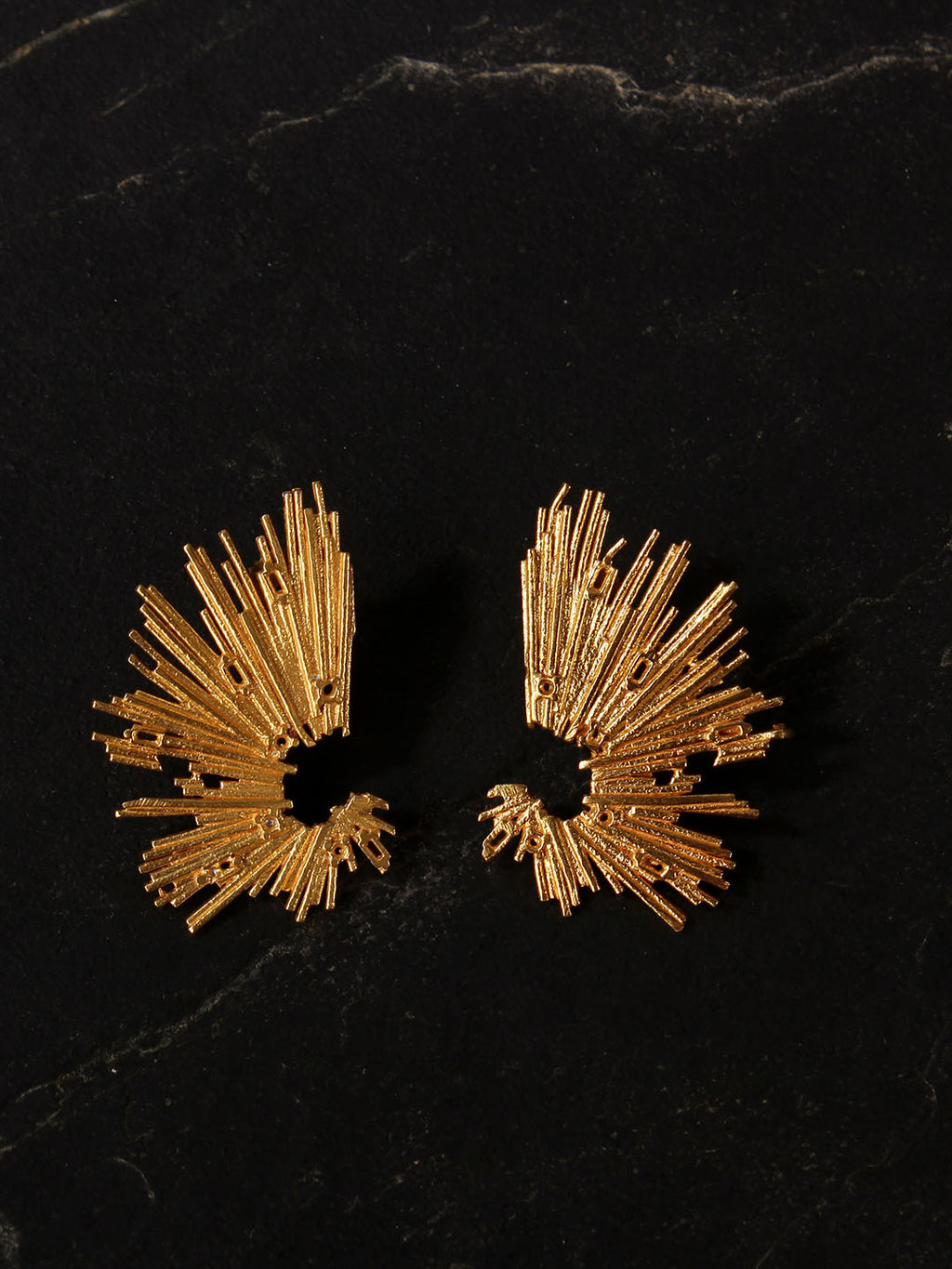 Gold Plated Abstract Cuffs, Earrings - Shopberserk