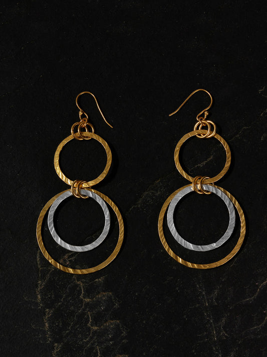 Gold-Silver Plated Ring Danglers, Earrings - Shopberserk