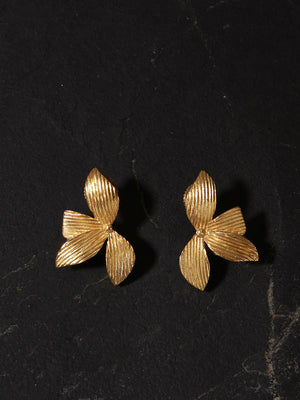 Gold Plated Floral Studs, Earrings - Shopberserk