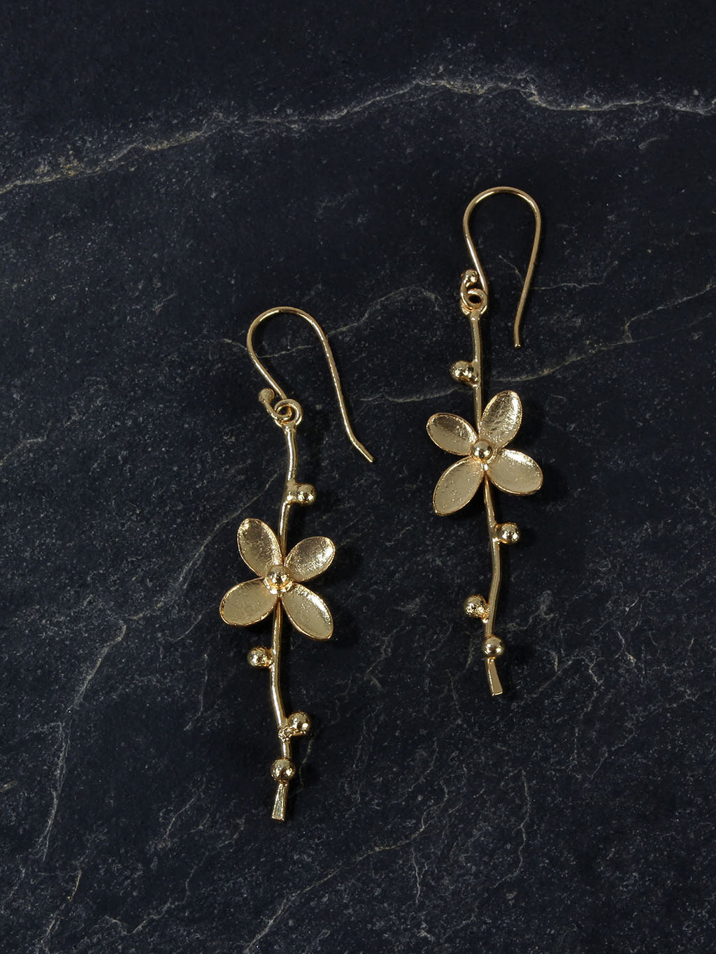 Gold Plated Floral Vine Loops, Earrings - Shopberserk