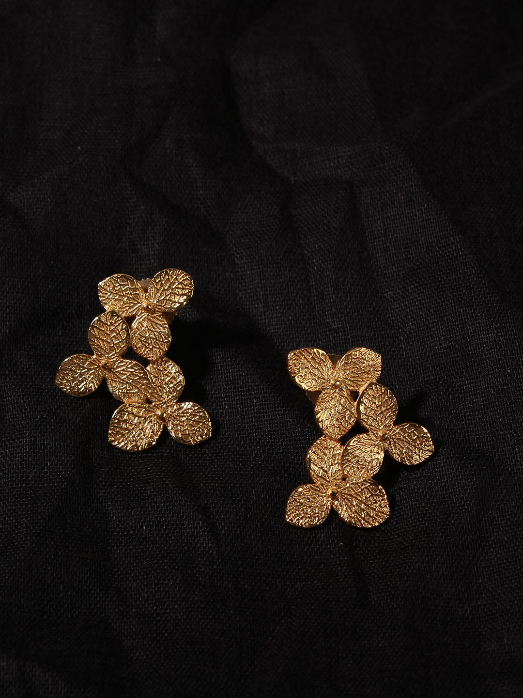 Gold Plated Trillium Studs, Earrings - Shopberserk