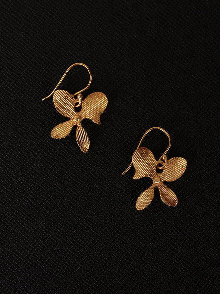 Gold Plated Asymmetric Floral Loops