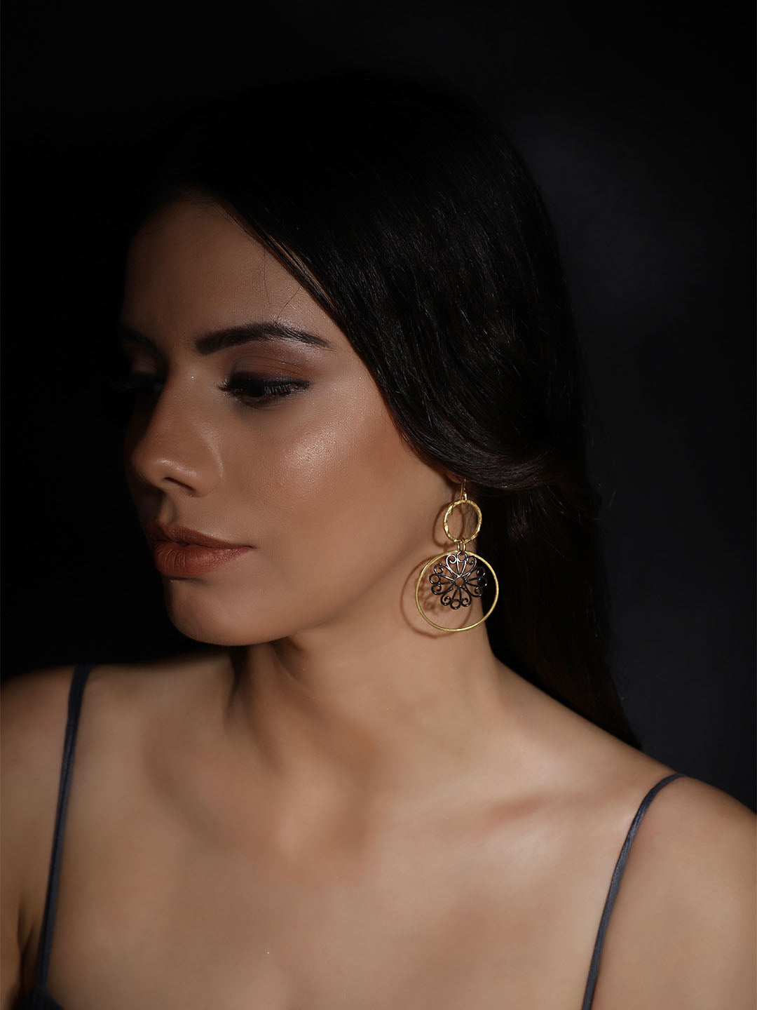 Gold Plated Carved Danglers, Earrings - Shopberserk