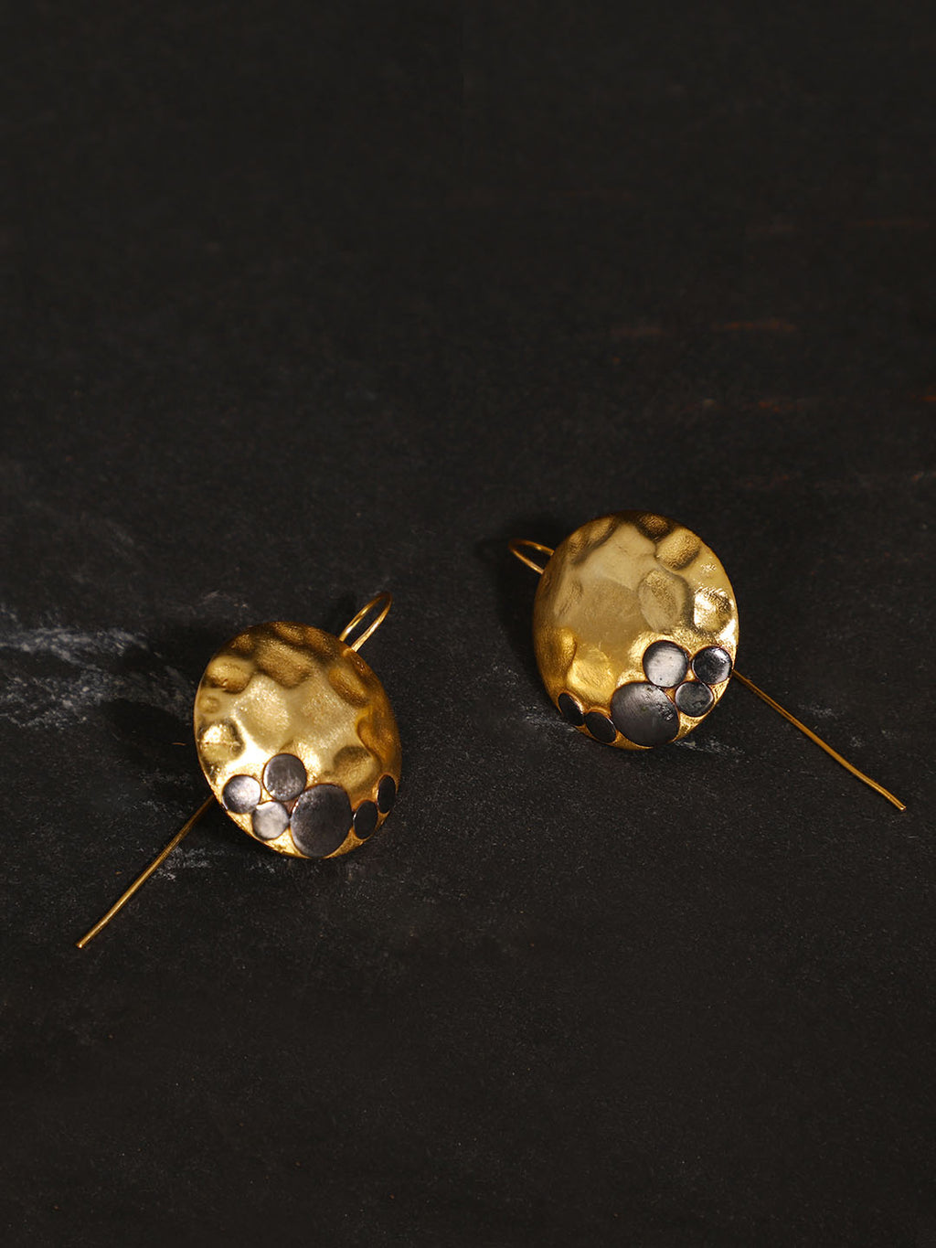 Gold Plated Inverted Disc Loops, Earrings - Shopberserk